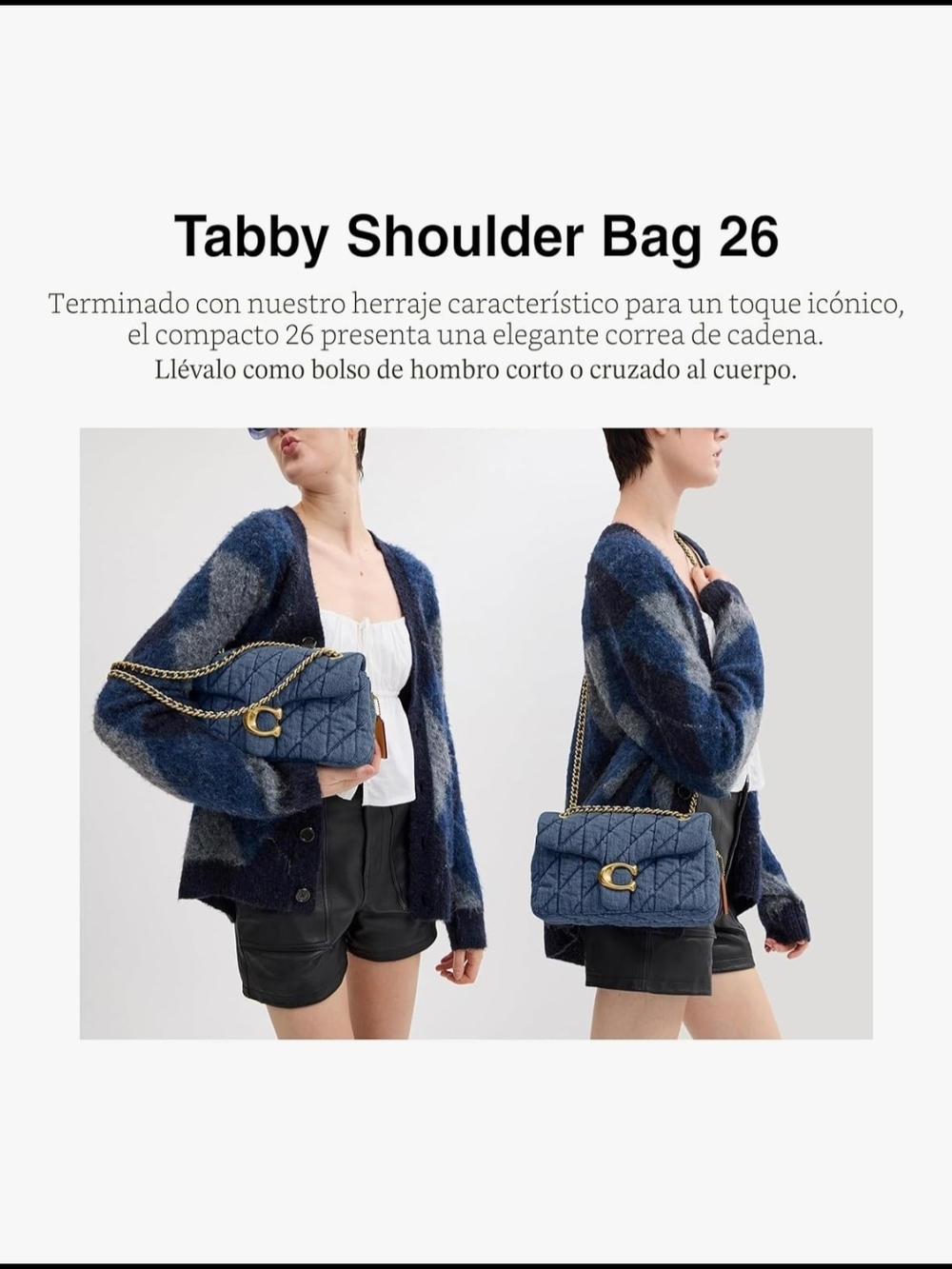 Coach  Tabby 26 Quilted Denim Crossbody with Gold Chain - Picture 4 of 7